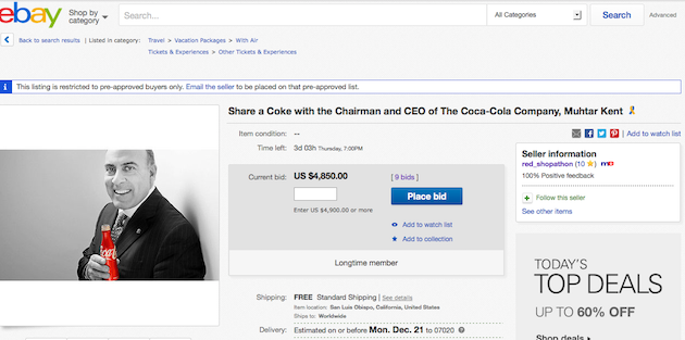 Coca Cola EBay Bid